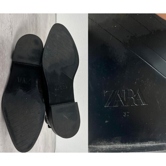 Zara Women Size 6.5 Snakeskin Print Faux Leather Studded Chelsea Ankle Boots - Picture 4 of 9